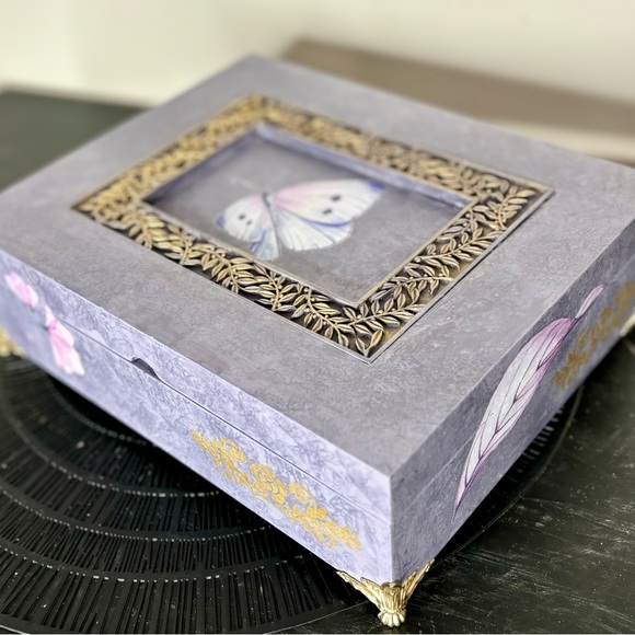 Violet Painted Vintage Jewelry Box - Picture 14 of 14